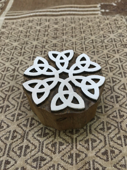 Celtic Knot Circle, hand carved Indian wood printing block; textile stamp; pottery stamp,