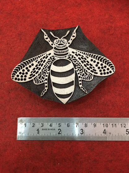 Woodblock stamps, Indian Wood Stamps, Tjaps, Pottery Stamps - Bee, hand carved Indian wood printing block; textile stamp; pottery stamp,