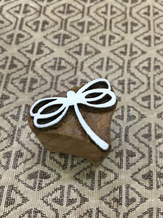 Whimsical Delight: Meadow Dragonfly Indian Wooden Printing Block - hand carved Indian wood printing block; textile stamp; pottery stamp,