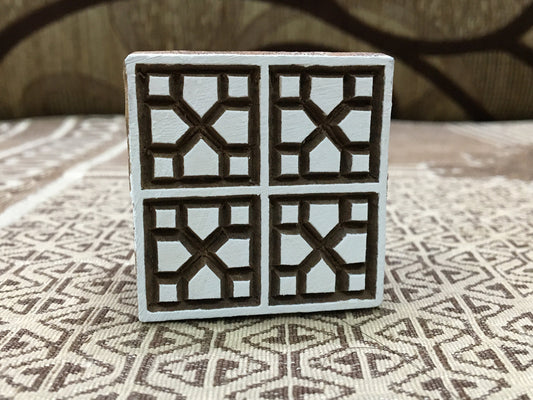 Repeat Pattern Square, hand carved Indian wood printing block; textile stamp; pottery stamp,