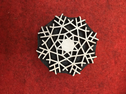 2nd set 10 piece different Designs SET Snowflake Motif Wooden Textile Block Christmas Wood Block Stamp Hand Carved Stamp For Printing.