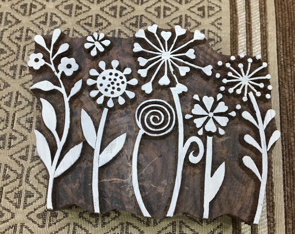 A Meadow hand carved Indian wood printing block